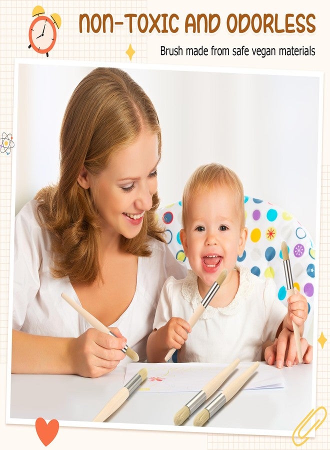 Sinload 6 Pcs Watercolor Paint Brushes for Toddler Kid Baby Jumbo Brushes with Chubby Wood Handles Easy to Grip Round Non Toxic Vegan Bristles for Preschool Painting Art Craft - Image 3